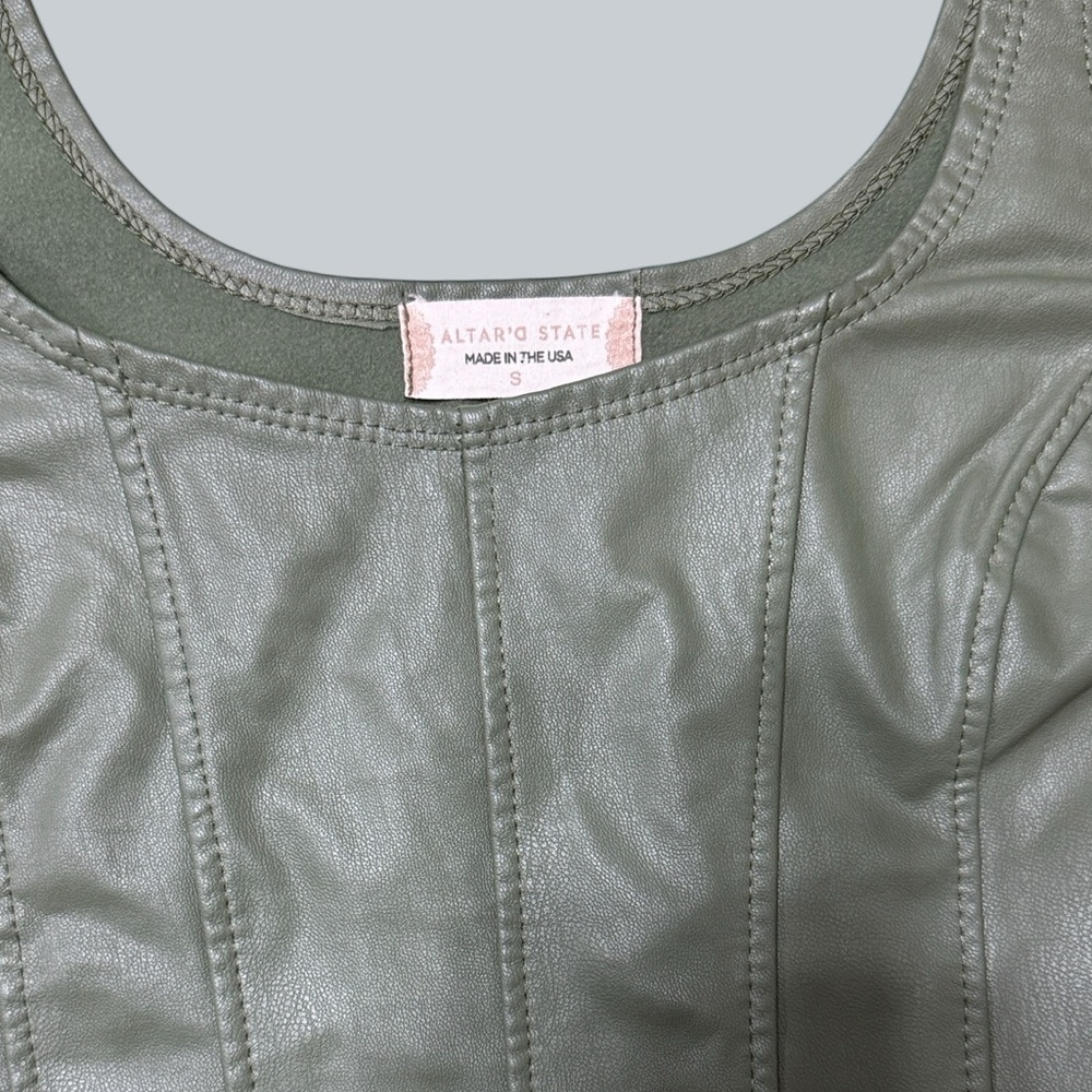 Altar’d State Brooklyn Leather Top – Green - Picture 2 of 4